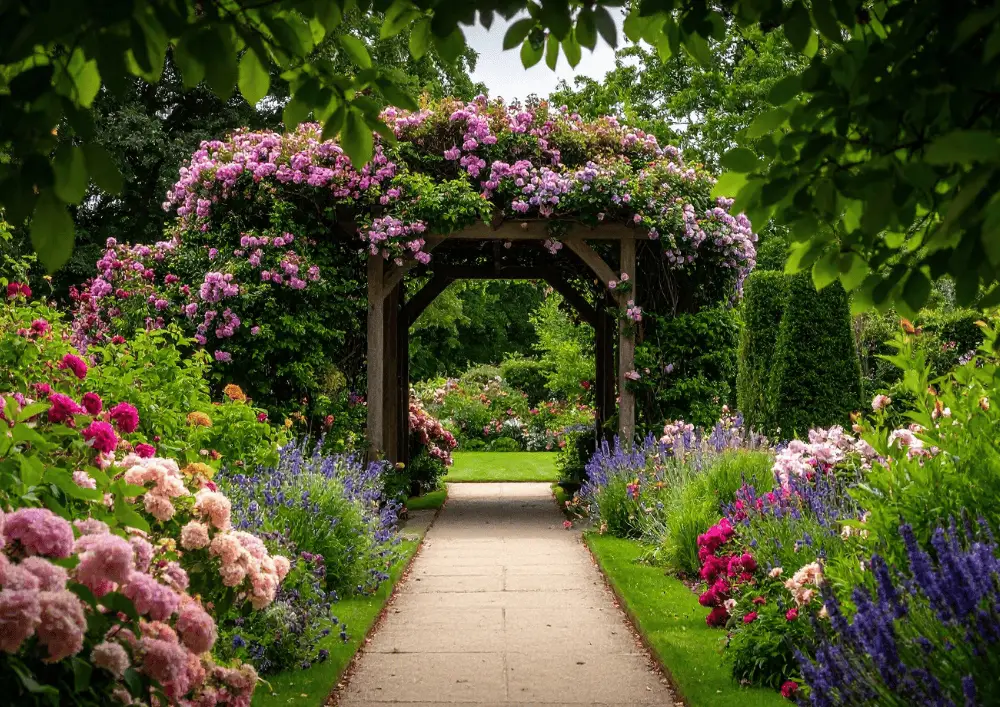 Beau jardin varié avec arbres, arbustes et vivaces - comprendre les besoins des différentes familles de plantes du jardin